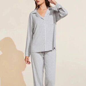Eberjey - Gisele TENCEL Modal Long Sleeve PJ Set in Gray - Size L